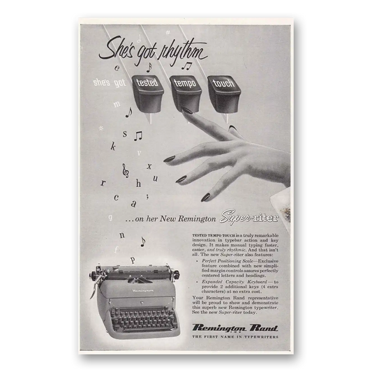 1953 Remington Typewriter Got Rhythm Vintage Magazine Print Ad