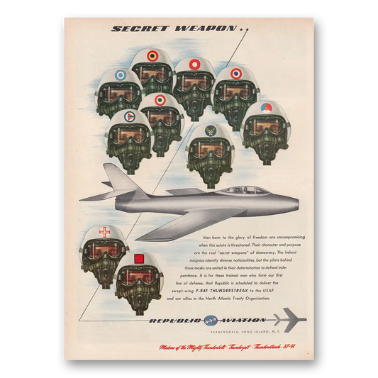 1953 Republic Aviation Secret Weapon Vintage Magazine Print Ad