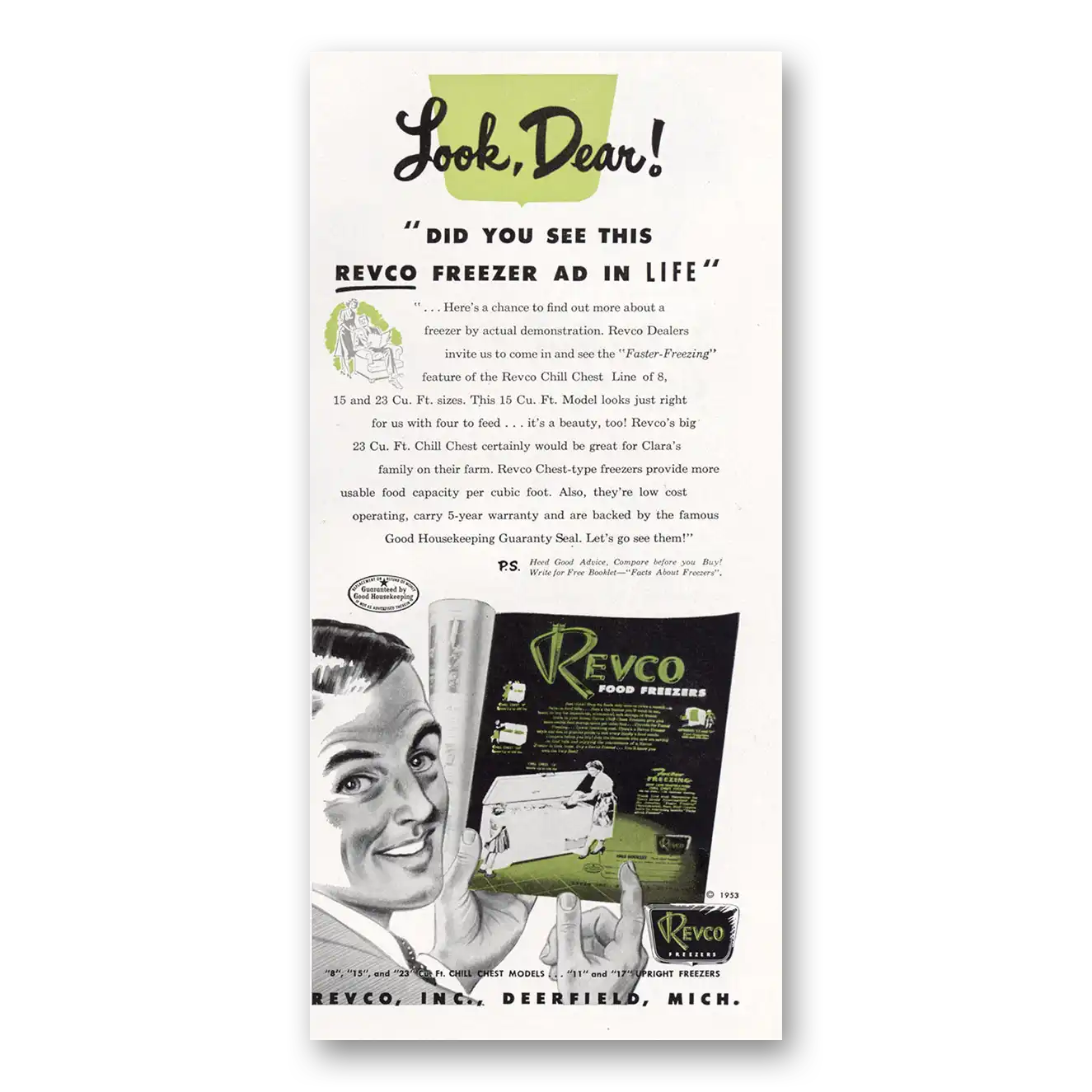 1953 Revco Freezers Look Did You See This Vintage Magazine Print Ad