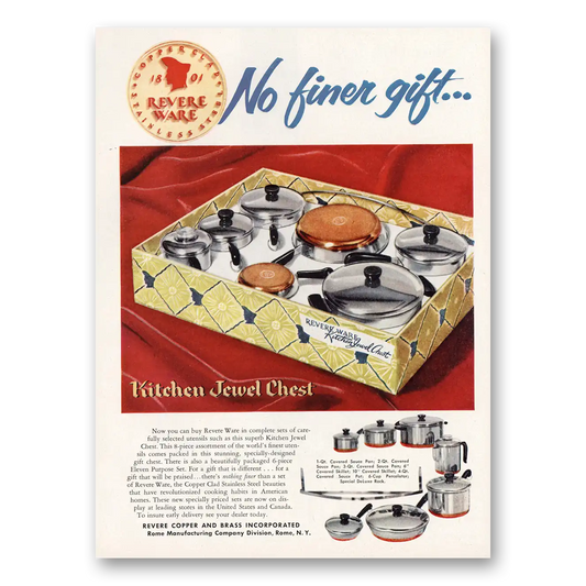 1953 Revere Ware Kitchen Jewel Chest Vintage Magazine Print Ad