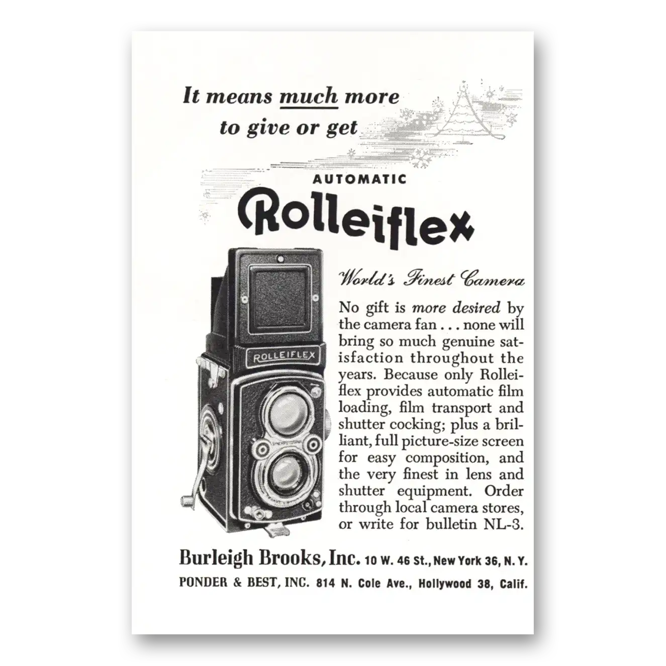 1953 Rolleiflex Camera Means Much More Vintage Magazine Print Ad