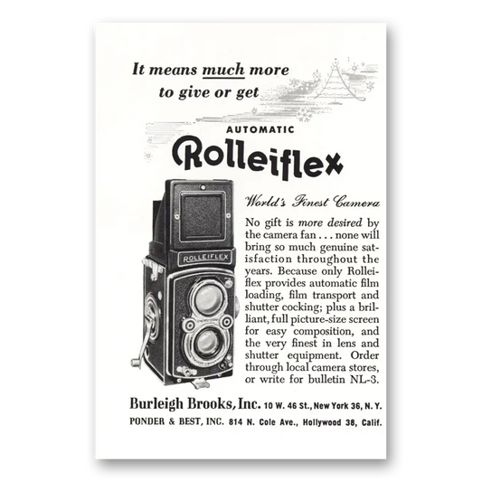 1953 Rolleiflex Camera Means Much More Vintage Magazine Print Ad