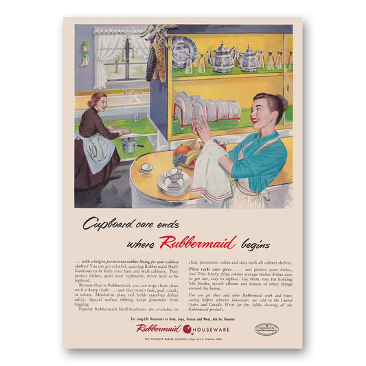 1953 Rubbermaid Housewares Cupboard Care End Where Rubbermaid Begins Vintage Magazine Print Ad