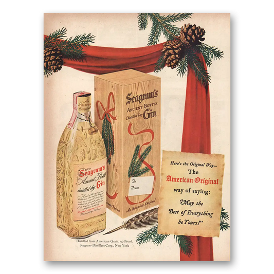 1953 Seagrams Ancient Bottle Gin Best of Everything Be Yours Vintage Magazine Print Ad