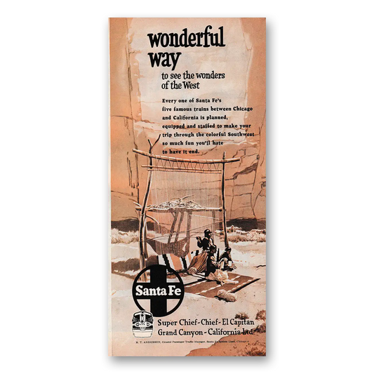 1953 Santa Fe Railway Wonderful Way to See the Wonders of the West Vintage Magazine Print Ad