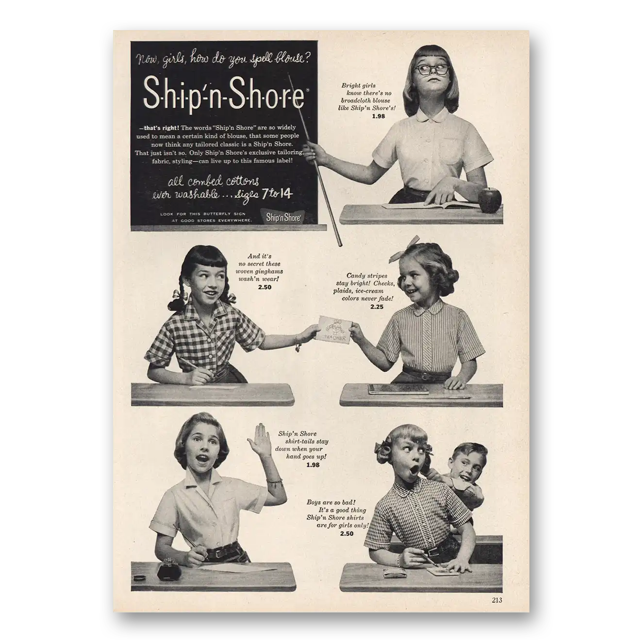 1953 Ship n Shore Spell Blouse Vintage Magazine Print Ad