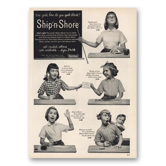 1953 Ship n Shore Spell Blouse Vintage Magazine Print Ad