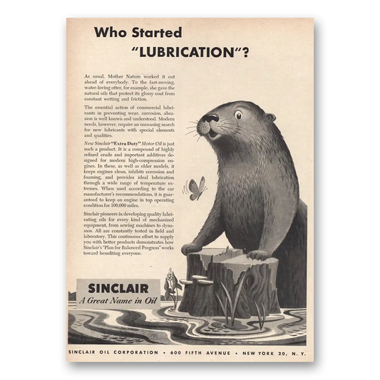 1953 Sinclair Who Started Lubrication Vintage Magazine Print Ad