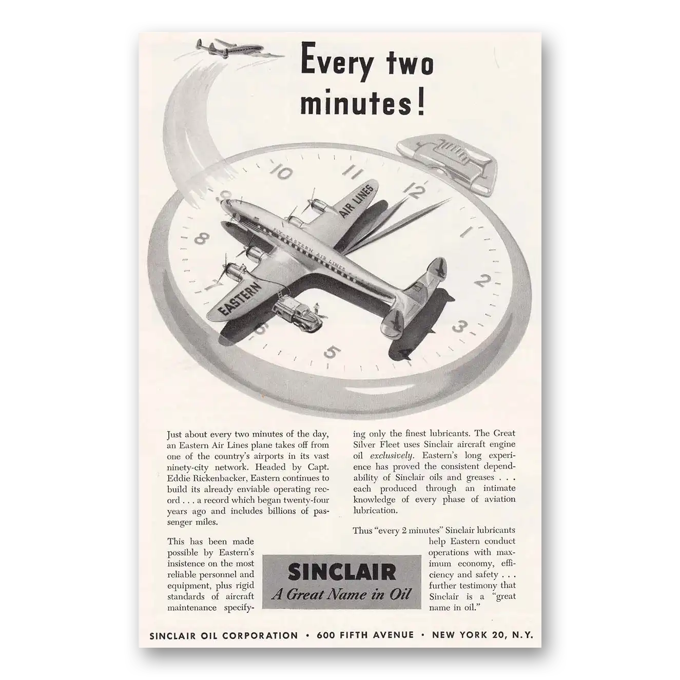 1953 Sinclair Every Two Minutes Vintage Magazine Print Ad