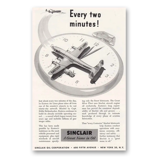 1953 Sinclair Every Two Minutes Vintage Magazine Print Ad