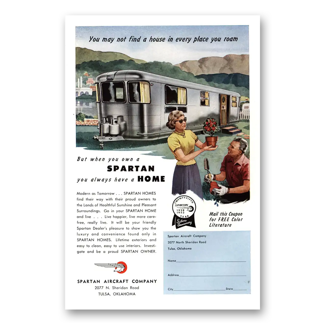 1953 Spartan Mobile Home Trailer Home You Always Have a Home Vintage Magazine Print Ad