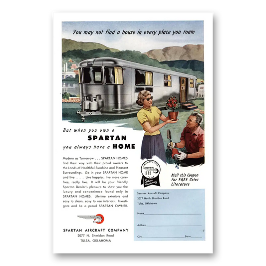 1953 Spartan Mobile Home Trailer Home You Always Have a Home Vintage Magazine Print Ad