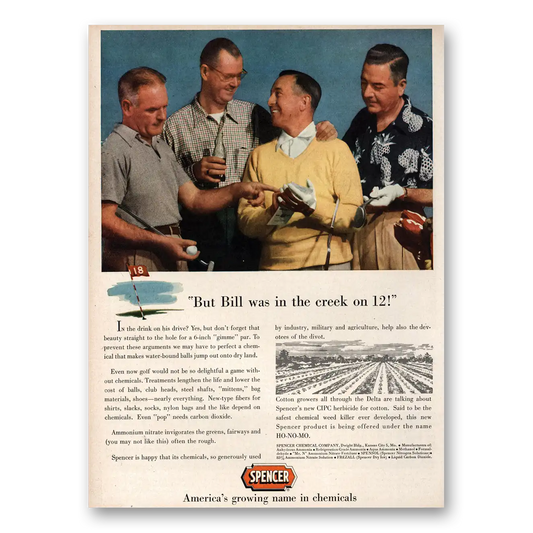 1953 Spencer Chemical But Bill Was In the Creek On 12 Vintage Magazine Print Ad