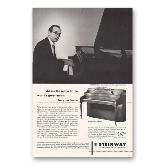 1953 Steinway Piano Friedrich Gulda Vintage Magazine Print Ad