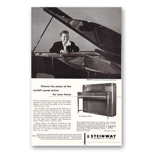 1953 Steinway Piano Great Artists Eugene List Vintage Magazine Print Ad