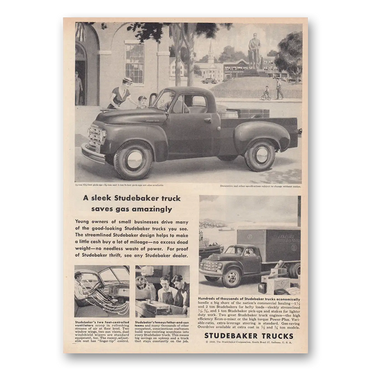 1953 Studebaker Trucks Sleek Studebaker Truck Saves Gas Amazingly Vintage Magazine Print Ad