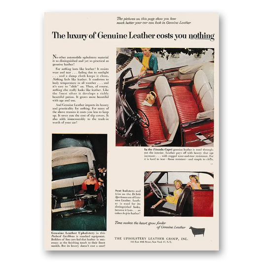 1953 Upholstery Leather Group Genuine Leather Costs You Nothing Vintage Magazine Print Ad