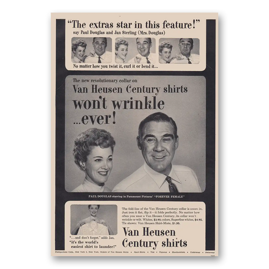 1953 Van Heusen Shirts Century Shirts The Extra Stars in This Feature Paul Douglas Vintage Magazine Print Ad