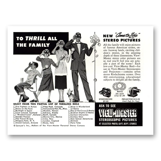 1953 View Master Thrill All the Family Vintage Magazine Print Ad