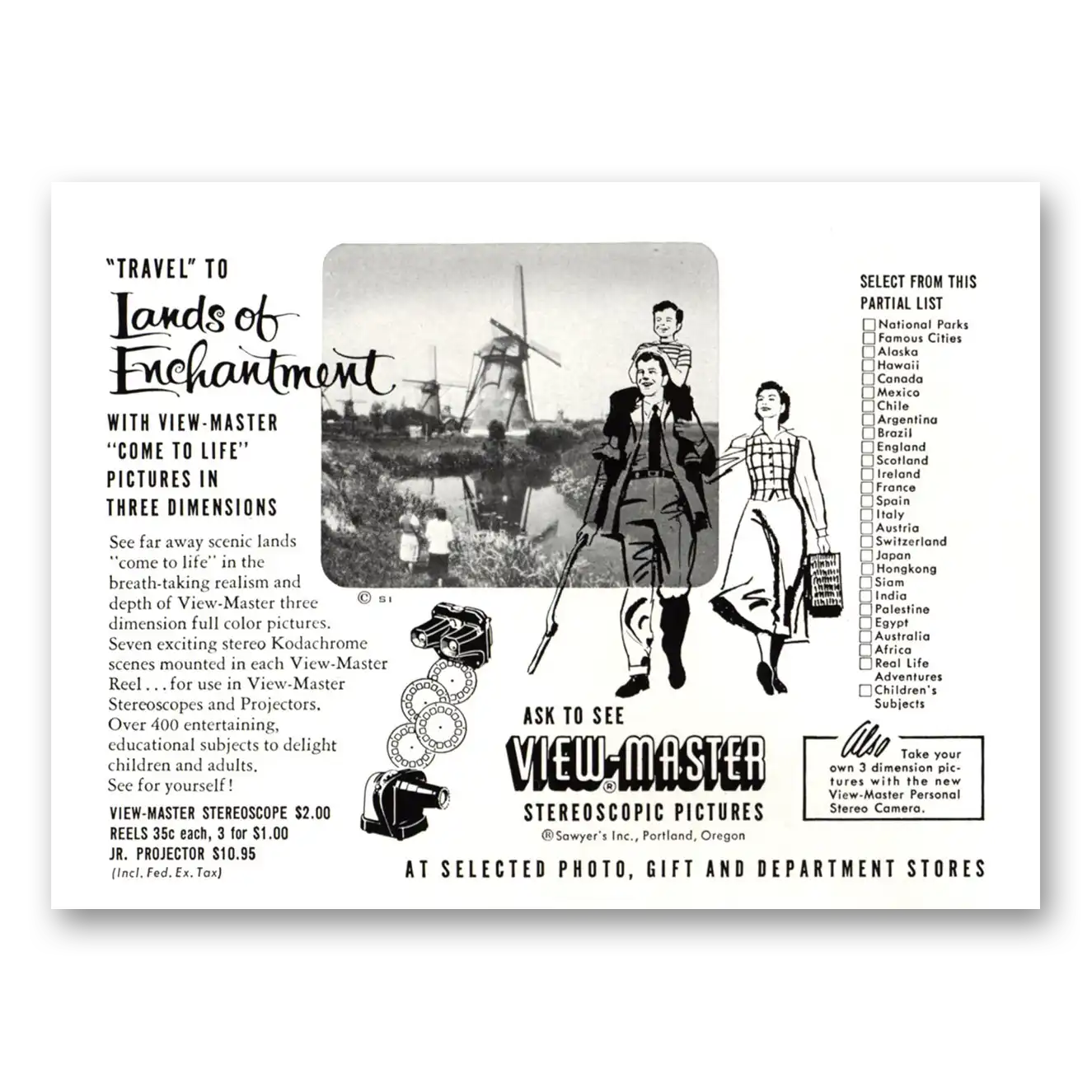 1953 View Master Lands of Enchantment Vintage Magazine Print Ad