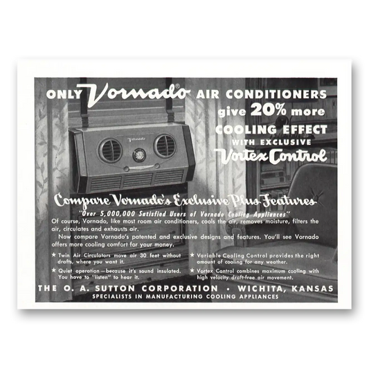 1953 Vornado Air Conditioner Air Conditioners Cooling Effect Vintage Magazine Print Ad