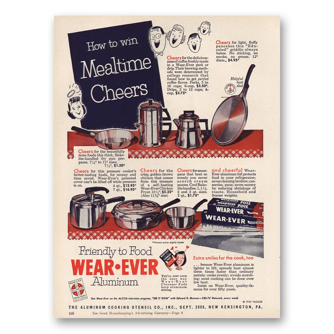 1953 Wear Ever Aluminum Mealtime Cheers Vintage Magazine Print Ad