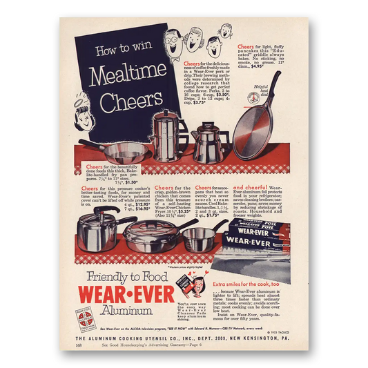 1953 Wear Ever Aluminum Mealtime Cheers Vintage Magazine Print Ad