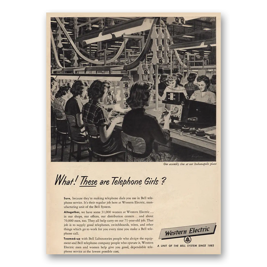 1953 Western Electric Telephone Girls Vintage Magazine Print Ad