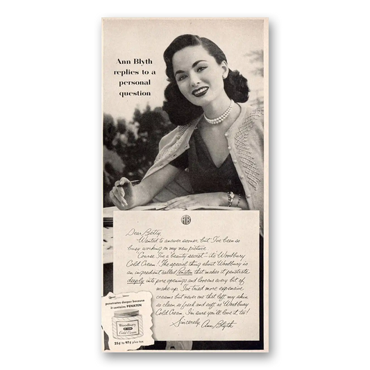 1953 Woodbury Cold Cream Ann Blyth Vintage Magazine Print Ad