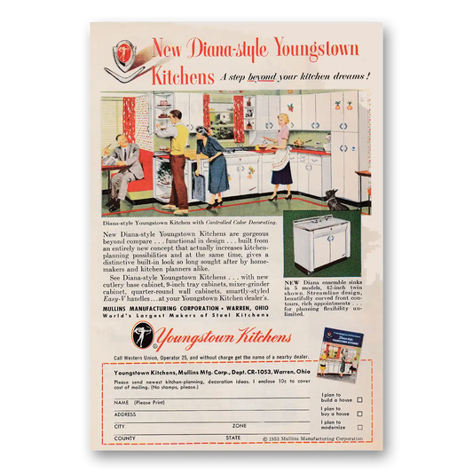 1953 Youngstown Kitchens Diana Style Vintage Magazine Print Ad