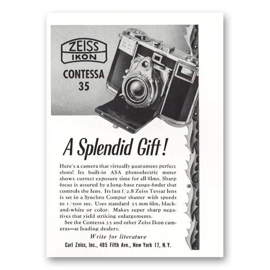 1953 Zeiss Ikon Camera Splendid Gift Vintage Magazine Print Ad