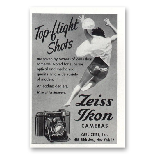 1953 Zeiss Ikon Camera Top Flight Shots Vintage Magazine Print Ad