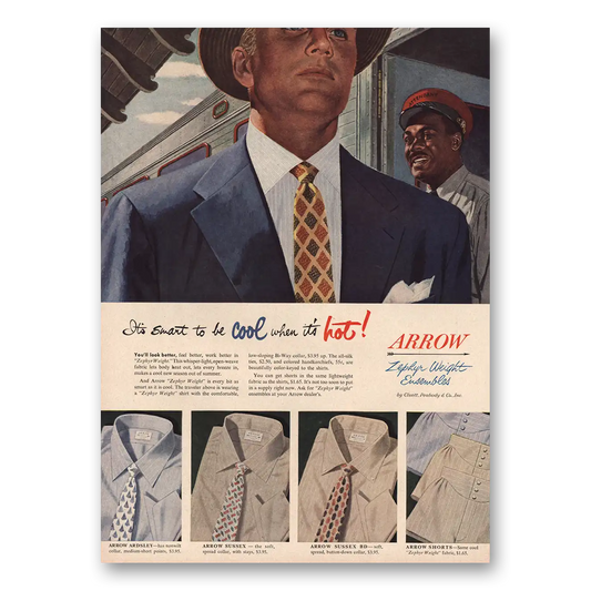 1954 Arrow Shirts Smart to Be Cool When Its Hot Vintage Magazine Print Ad