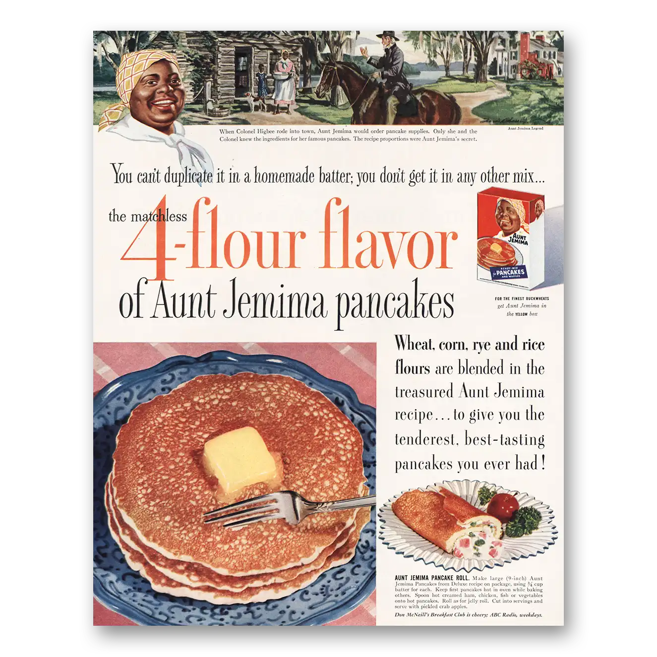 1954 Aunt Jemima When Colonel Higbee Rode Into Town Vintage Magazine Print Ad