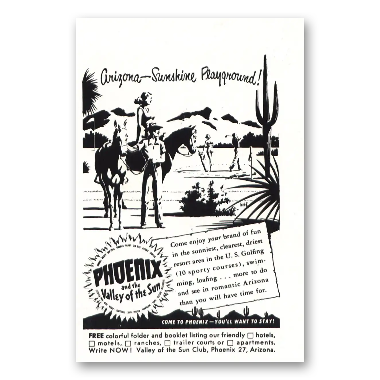 1954 Phoenix Arizona Arizona Sunshine Playground Vintage Magazine Print Ad