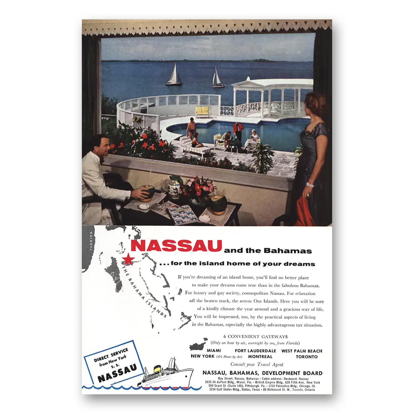 1954 Nassau Bahamas Island Home of Your Dream Vintage Magazine Print Ad