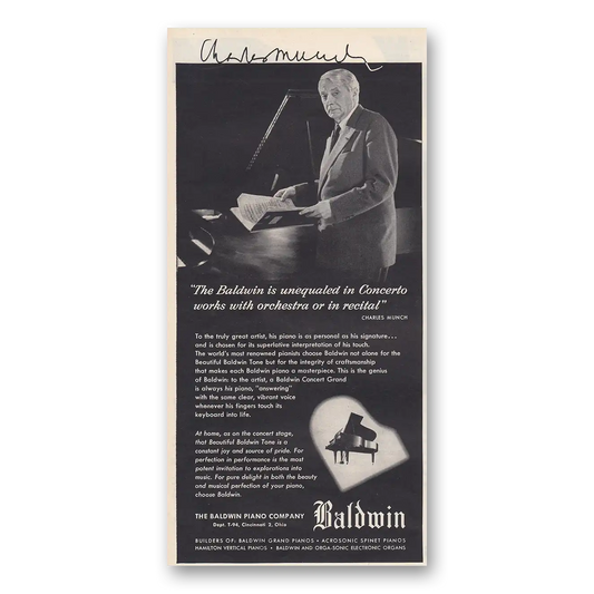 1954 Baldwin Piano Unequaled in Concerto Charles Munch Vintage Magazine Print Ad