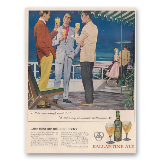 1954 Ballantines Ale Something Special Vintage Magazine Print Ad