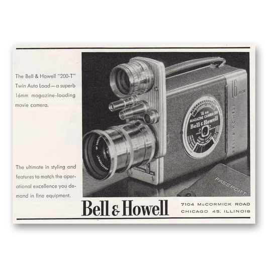 1954 Bell & Howell Movie Camera Twin Auto Load Vintage Magazine Print Ad