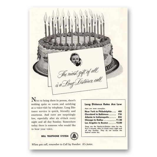 1954 Bell Telephone Birthday Cake Vintage Magazine Print Ad