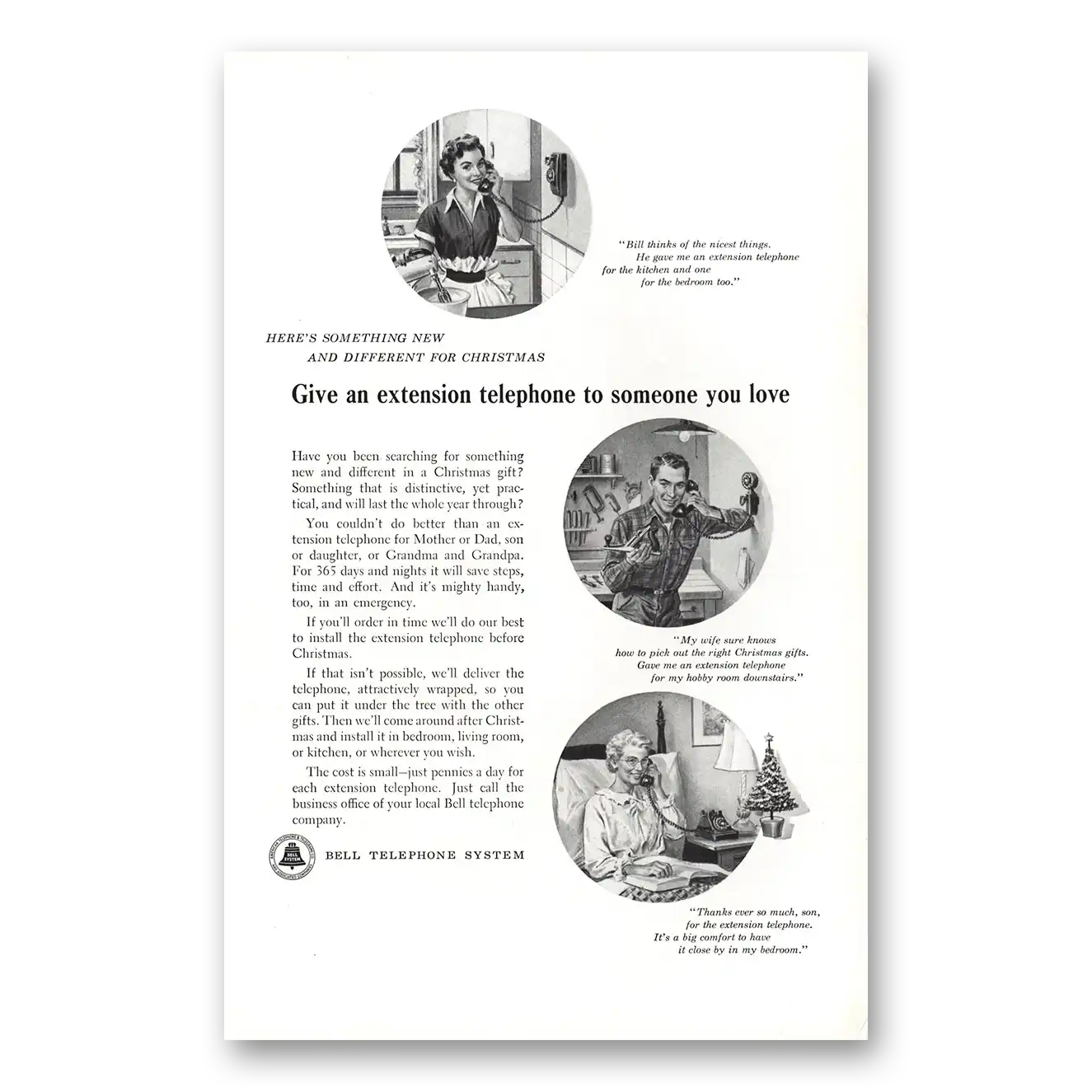 1954 Bell Telephone Extension Telephone Vintage Magazine Print Ad