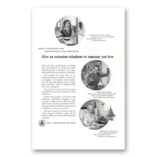 1954 Bell Telephone Extension Telephone Vintage Magazine Print Ad