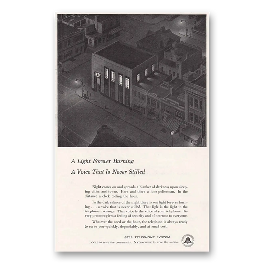 1954 Bell Telephone Light Forever Burning Vintage Magazine Print Ad