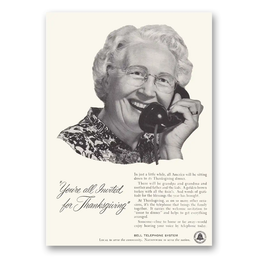 1954 Bell Telephone Invited for Thanksgiving Vintage Magazine Print Ad