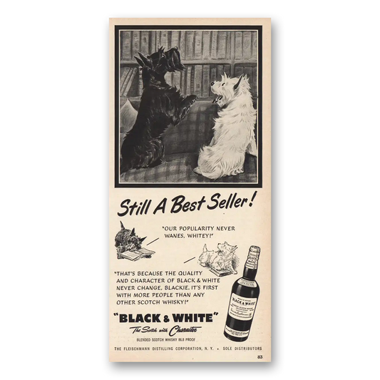 1954 Black and White Scotch Best Seller Vintage Magazine Print Ad