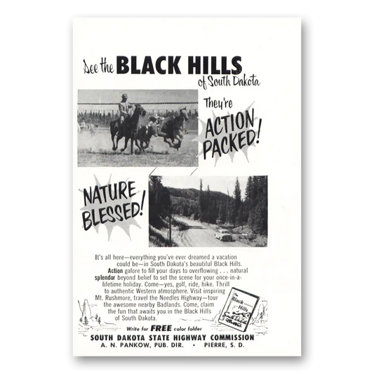 1954 South Dakota Black Hills Nature Blessed Vintage Magazine Print Ad