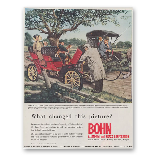 1954 Bohn Aluminum and Brass What Changed This Picture Motoring 1906 Vintage Magazine Print Ad