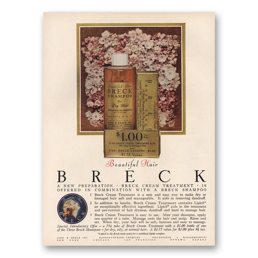 1954 Breck Shampoo Beautiful Hair Vintage Magazine Print Ad