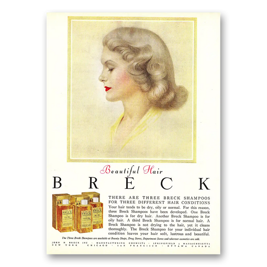 1954 Breck Shampoo Beautiful Hair Vintage Magazine Print Ad