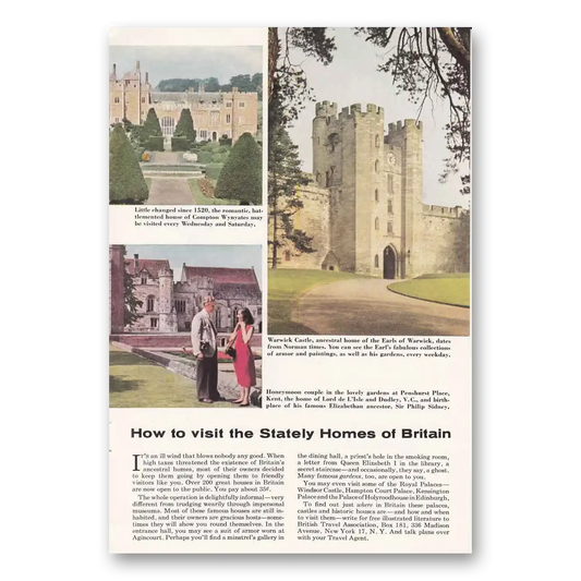 1954 Britain Stately Homes Vintage Magazine Print Ad